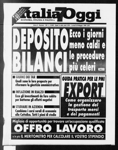 Italia oggi : quotidiano di economia finanza e politica